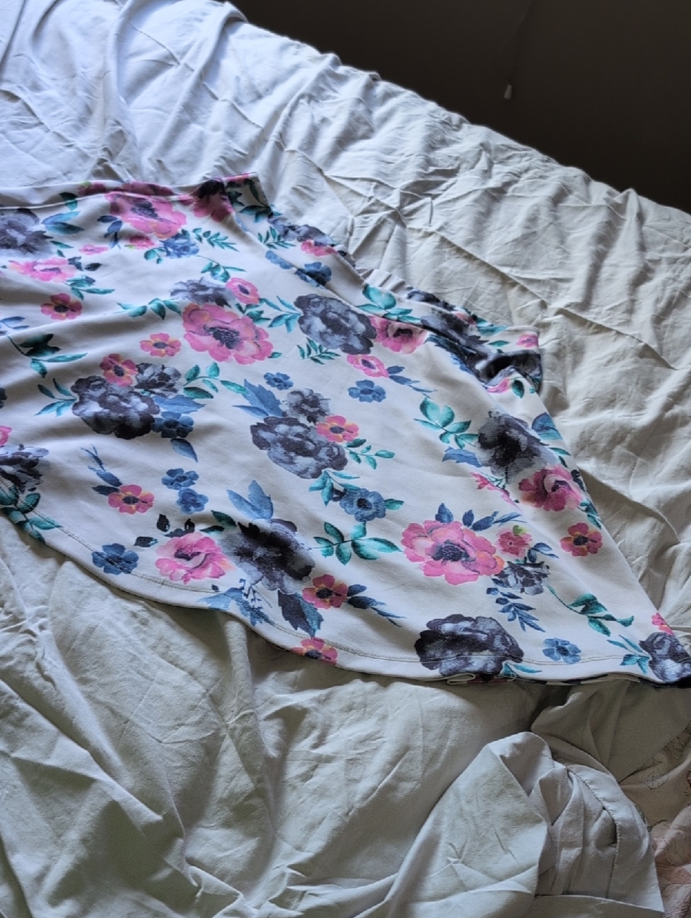 torrid White Circle Skirt with Pink & Blue Floral Print